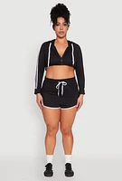 Womens Plus Contrast Trim Dolphin Shorts, 3X