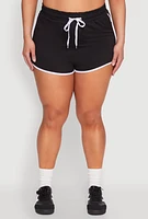 Womens Plus Contrast Trim Dolphin Shorts, 3X