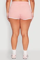Womens Plus Size Contrast Trim Dolphin Shorts, Pink, Size 2X