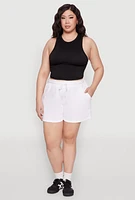 Womens Plus Size Drawstring Sweatshorts, White, Size 3X