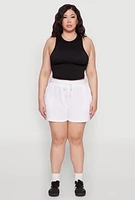Womens Plus Size Drawstring Sweatshorts, White, Size 3X