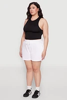 Womens Plus Size Drawstring Sweatshorts, White, Size 3X