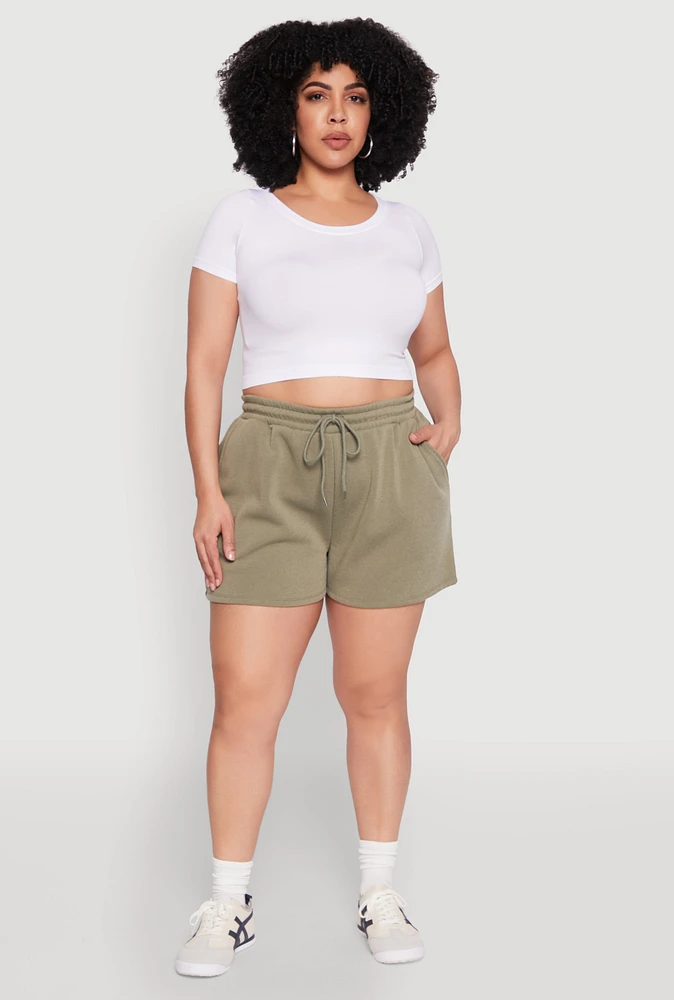 Womens Plus Size Drawstring Sweatshorts, Green, Size 3X