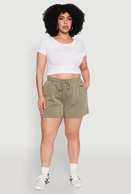 Womens Plus Size Drawstring Sweatshorts, Green, Size 3X