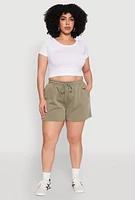 Womens Plus Size Drawstring Sweatshorts, Green, Size 3X
