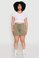 Womens Plus Size Drawstring Sweatshorts, Green, Size 3X
