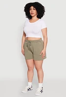 Womens Plus Size Drawstring Sweatshorts, Green, Size 3X