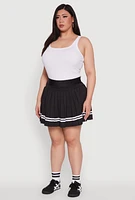Womens Plus Varsity Stripe Pleated Tennis Skirt,
