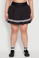 Womens Plus Varsity Stripe Pleated Tennis Skirt,
