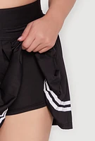 Womens Plus Varsity Stripe Pleated Tennis Skirt,