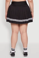 Womens Plus Varsity Stripe Pleated Tennis Skirt,