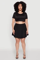 Womens Plus Chic High Waisted Mini Pleated Skirt,