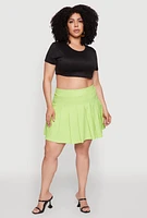Womens Plus Chic High Waisted Mini Pleated Skirt,