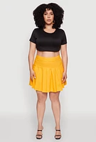 Womens Plus Size Chic High Waisted Mini Pleated Skirt, Yellow, Size 2X