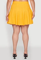Womens Plus Size Chic High Waisted Mini Pleated Skirt, Yellow, Size 2X