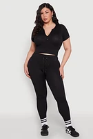 Womens Plus Seamless Zip Front Crop Top,