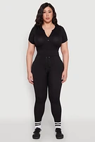 Womens Plus Seamless Zip Front Crop Top,