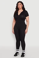 Womens Plus Seamless Zip Front Crop Top,