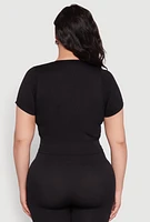 Womens Plus Seamless Zip Front Crop Top,