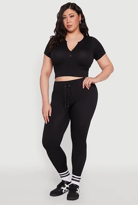 Womens Plus Seamless Drawstring Waist Leggings, 3X