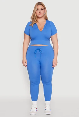 Womens Plus Seamless Drawstring Waist Leggings, 3X