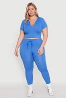 Womens Plus Seamless Drawstring Waist Leggings, 3X