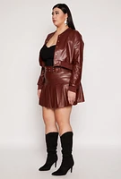 Womens Plus Faux Leather Bomber Jacket, 2X