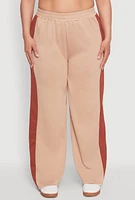 Womens Plus Contrast Trim Wide Leg Pants,