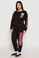 Womens Plus Size 94 Love Sweatshirt, Black, Size 3X