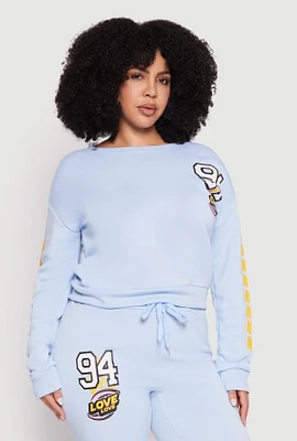 Womens Plus Size 94 Love Sweatshirt, Blue, Size 3X