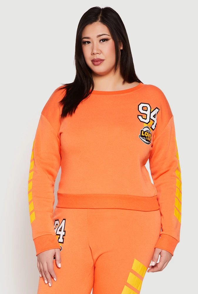 Womens Plus Size 94 Love Sweatshirt, Orange, Size 2X