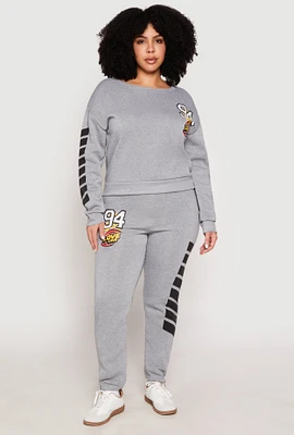 Womens Plus 94 Love Graphic Zip Hem Sweatpants,