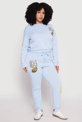 Womens Plus Size 94 Love Graphic Zip Hem Sweatpants, Blue, Size 1X