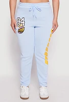 Womens Plus Size 94 Love Graphic Zip Hem Sweatpants, Blue, Size 1X