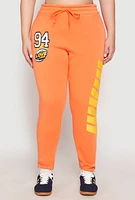 Womens Plus 94 Love Graphic Zip Hem Sweatpants, Orange,