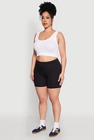 Womens Plus Size Side Pocket Biker Shorts, Black, Size 2X