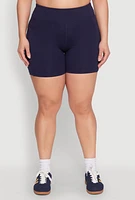 Womens Plus Side Pocket Biker Shorts,