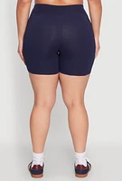 Womens Plus Side Pocket Biker Shorts,