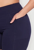 Womens Plus Side Pocket Biker Shorts,