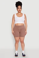 Womens Plus Side Pocket Biker Shorts, 1X