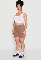 Womens Plus Side Pocket Biker Shorts, 1X