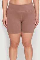 Womens Plus Side Pocket Biker Shorts, 1X