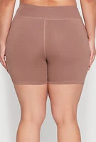 Womens Plus Side Pocket Biker Shorts, 1X