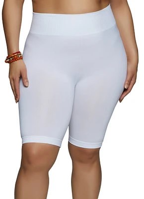 Womens Plus Rib Knit Cycling Shorts, 1X-2X