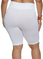 Womens Plus Rib Knit Cycling Shorts, 1X-2X