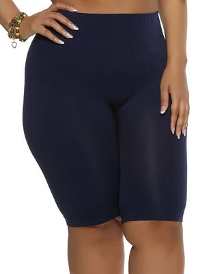 Womens Plus Rib Knit Cycling Shorts, 2X-3X