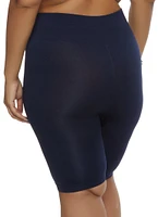 Womens Plus Rib Knit Cycling Shorts, 2X-3X