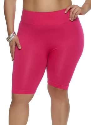 Womens Plus Rib Knit Cycling Shorts, 2X-3X