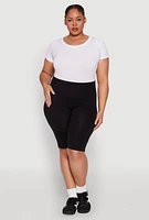 Womens Plus Seamless High Waisted Bike Shorts,
