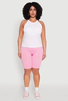 Womens Plus Seamless High Waisted Bike Shorts, 2X-3X